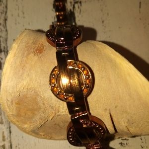 Chocolate brown/ Dark rose gold circle bracelet